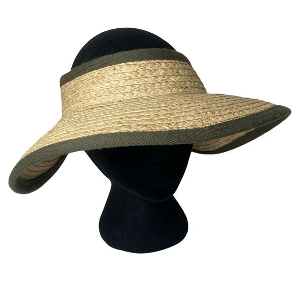 DULUTH TRADING Visor Sun Hat Women OS 100%‎ Straw Wide Brim Stretch Gardening - Picture 1 of 8